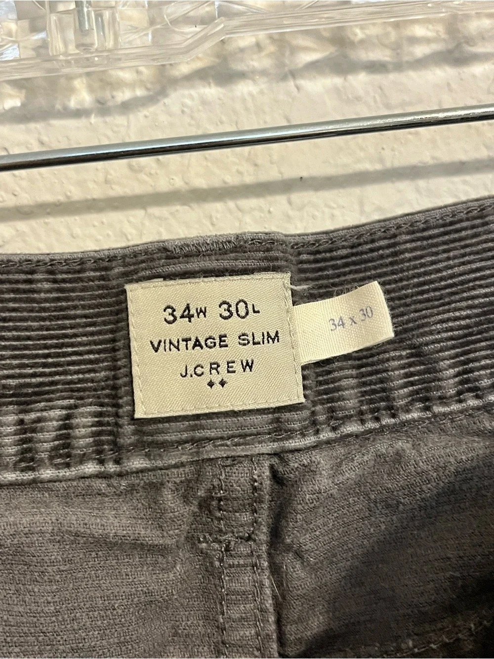 J.Crew Vintage Slim Gray Corduroy Pants Men’s 34x30 100% Cotton J Crew Classic